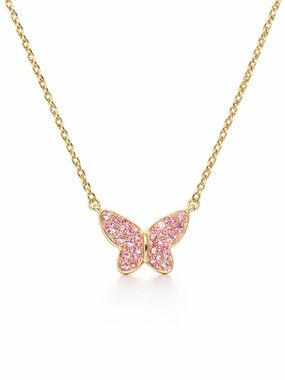 Kendra Scott Gold Butterfly Pendant Necklace with Pink Crystal Accents